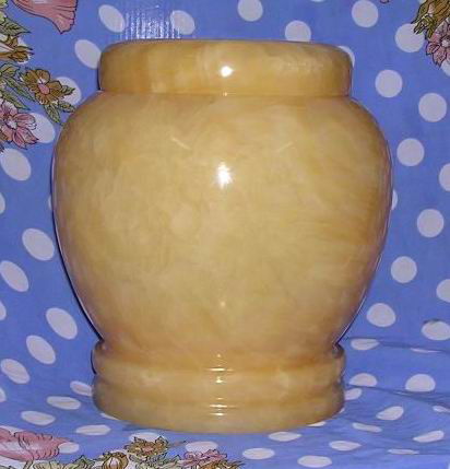 yellow cinerary urn