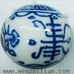 blue and white ceramic beads