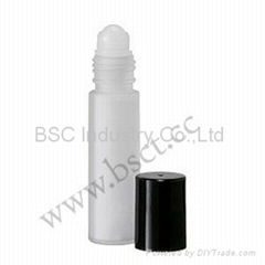 10ml frosted clear glass roll on bottle with black plastic cap