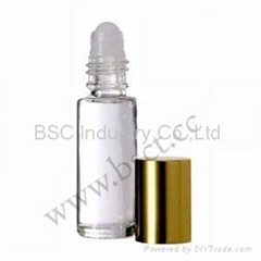 10ml roll on glass bottle with 2 silver stripes golden cap 