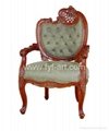 fabric upholstered wood carving accent armchair 