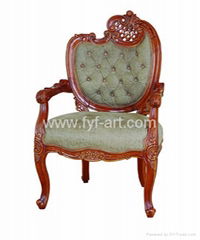 fabric upholstered wood carving accent armchair 