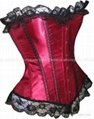 Sexy Satin Steel Lace Up Corset Bustier Lingerie Hot
