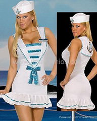 White Blac​k Maid Costume+Pa​nty Clubwear Lingerie