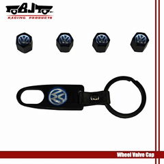 Black Wrench Wheel Airtight Tyre Tire Valve Caps fits for VW 4pcs caps+1pc wrenc