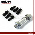 new style chrome plated clear view glass fuel filter with plastic abarbed end fo