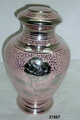Arcadia Pink Rose Brass Cremation Urn