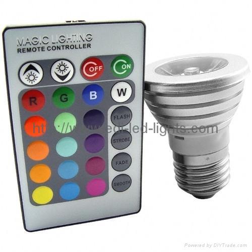 RGB 3W E27 LED Spot Lamp remote control