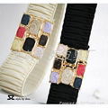 imitate precious stone inlay weaving belt 1