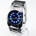 Blue LED Dot Matrix Round Dial Men's Wrist Watch 2