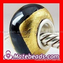 High quality murano gold foil glass beads fit European jewelry