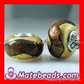 High quality murano gold foil glass beads fit European jewelry 5