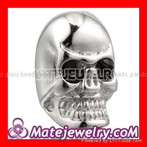 Cheap 925 Sterling Silver skull shamballa beads with stone wholesale