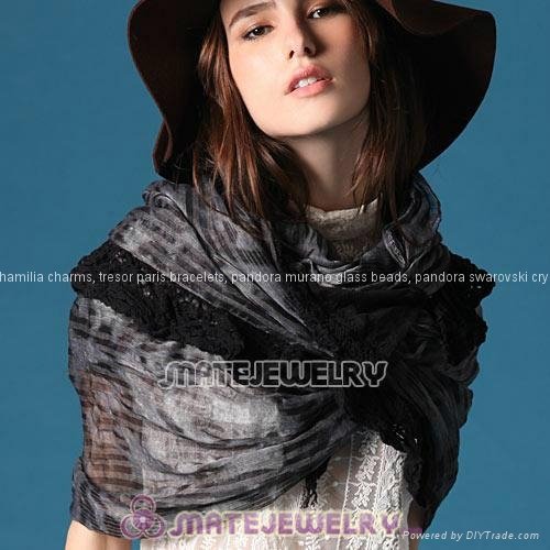 European Cotton Lace Edge Pashmina Shawl Scarves Wrap For Women 4