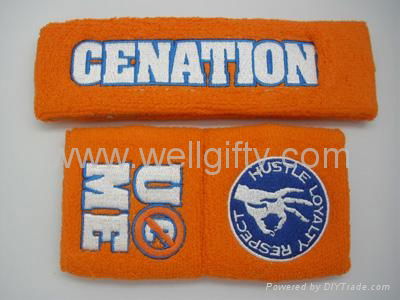 WWE sweat wristband and headband