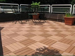 Outdoor plastic composite tiles