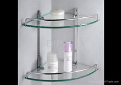 Double corner glass shelf