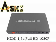 最新产品推荐：HIFI 四进二出 HDMI矩阵