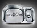  Stainless Steel Offset Double Bowl Kitchen Sink 1