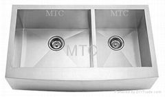 Zero Radius Stainless Steel Double Bowl Undermount Kitchen Sink  