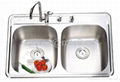 Stainless Steel Double Equal Bowl Sink 5