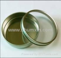 Round tin can with PVC window