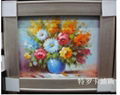 現代客廳時尚簡約抽象三聯純手繪油畫花卉  1