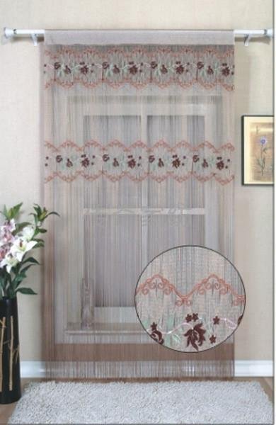 Embroidered string curtain
