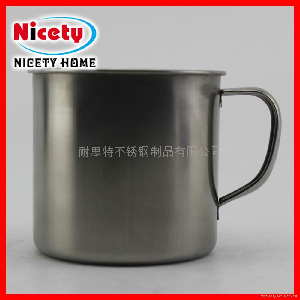 stainless steel mug with fixed handle 