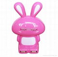 Rabbit shape 4 Port USB HUB 2.0 with 7-color Mood Light