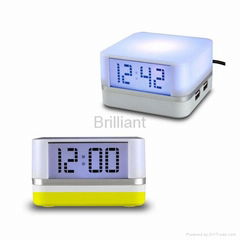 4 Port USB HUB with Clock and 7-color