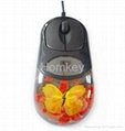 Butterfly Amber Mouse 3-button optical wheel light up real bug embedded promotio