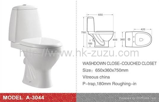 hot sale of wash down two piece toilet 