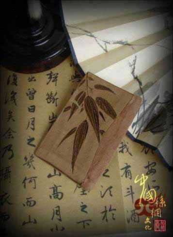 絲綢名片夾竹葉紋
