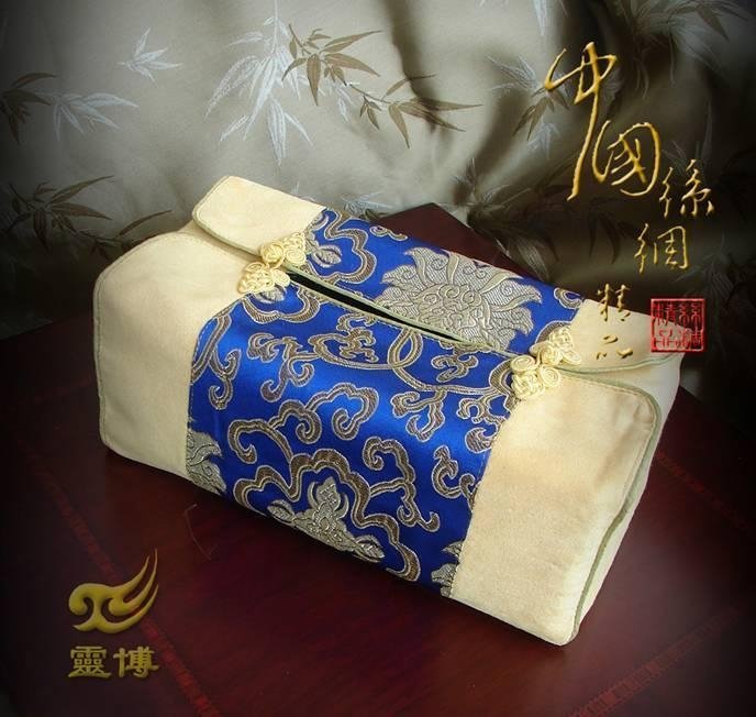 丝绸纸巾盒套竹叶纹 3