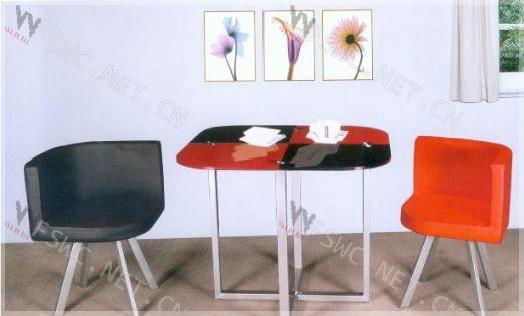 glas-steel dining table and chairs WC-BT022 2