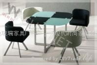 glas-steel dining table and chairs WC-BT022 4