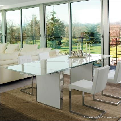 glas-steel Stainless steel legs dining tableWC-BT129