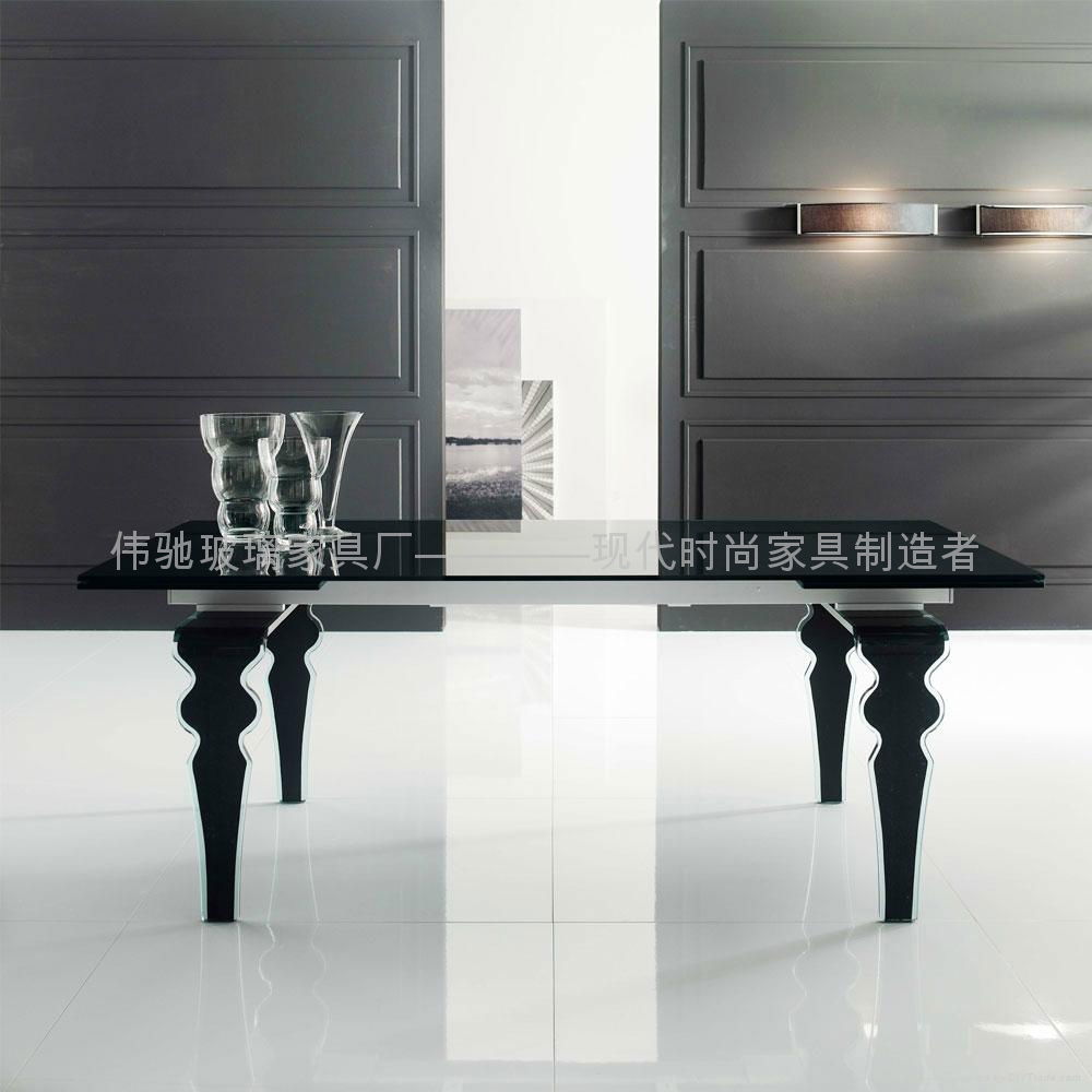 glas-steel Glass legs extension dining table WC-BT918
