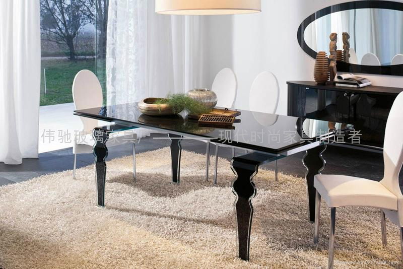 glas-steel Glass legs extension dining table WC-BT918 4