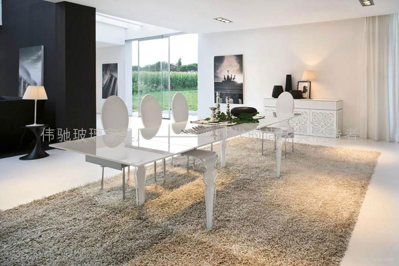 glas-steel Glass legs extension dining table WC-BT918 5