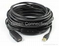 USB 2.0 Extension Active Repeater Cable 25m with DC-jack