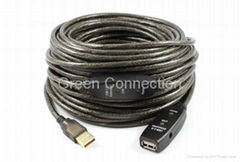 USB 2.0 Extension Active Repeater Cable 20m with DC-Jack