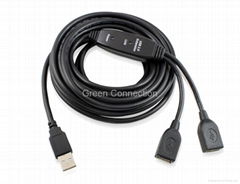 2 Ports USB active extention cable 10m