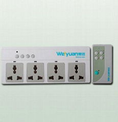 RF intelligent 4-way power strip with a remote control