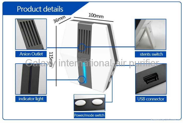 “U Quiet”  U100  Lithium battery in side +USB Power Supply Air Purifier 4