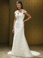 Nice Beaded A-line Lace Wedding Dress with Cap Sleeves