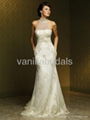 Gorgeous Slim Style High Neck Lace Wedding Dress 1