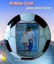 round decorative photo frame in football design