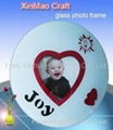 round baby glass photo frame,heart shape 